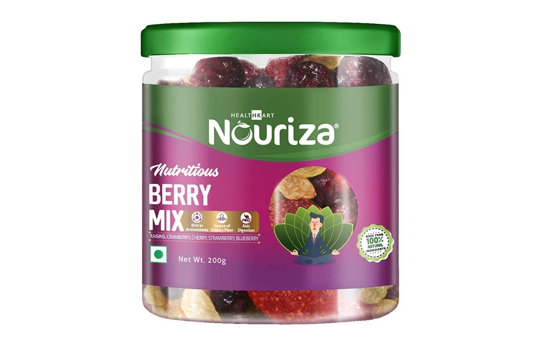 Nouriza Nutritious Berry Mix (Raisins, Cranberry, Cheery, Strawberry, Blueberry)   Plastic Jar  200 grams